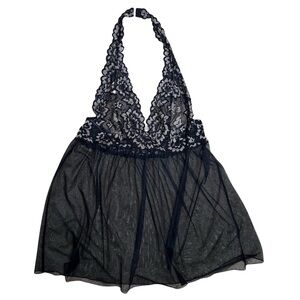 Victoria’s Secret Deep Plunge Sexy Black Halter Style Teddy Size Medium